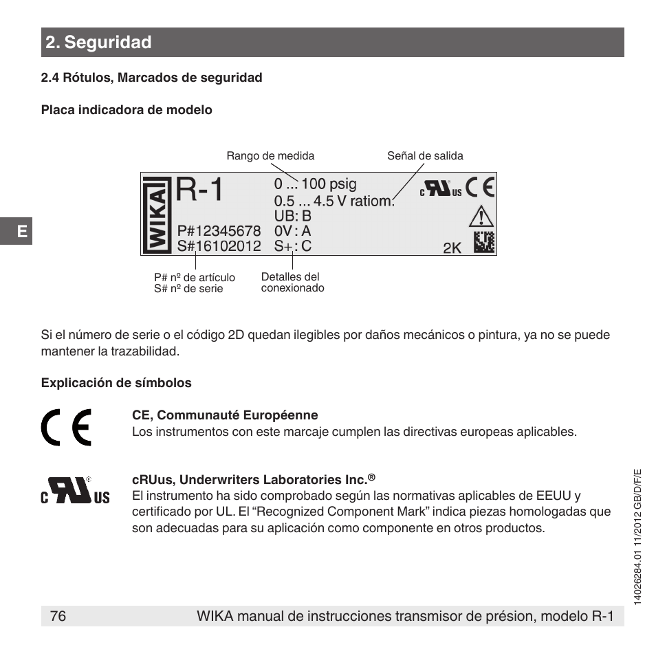 Seguridad | WIKA R-1 User Manual | Page 76 / 92