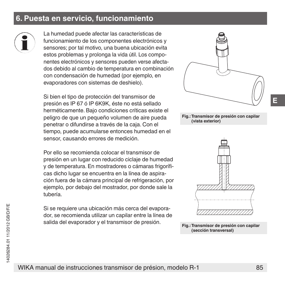 Puesta en servicio, funcionamiento | WIKA R-1 User Manual | Page 85 / 92