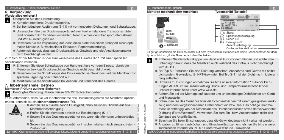 WIKA S-10 User Manual | Page 12 / 35