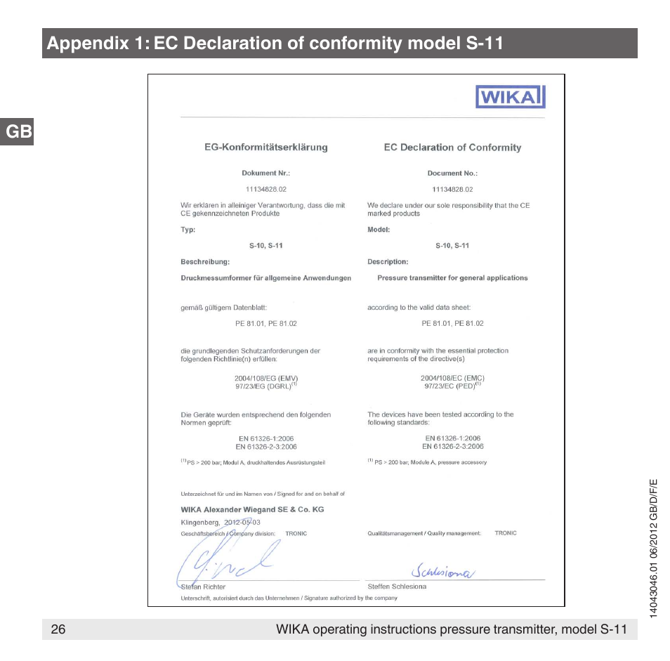 WIKA S-11 User Manual | Page 26 / 102