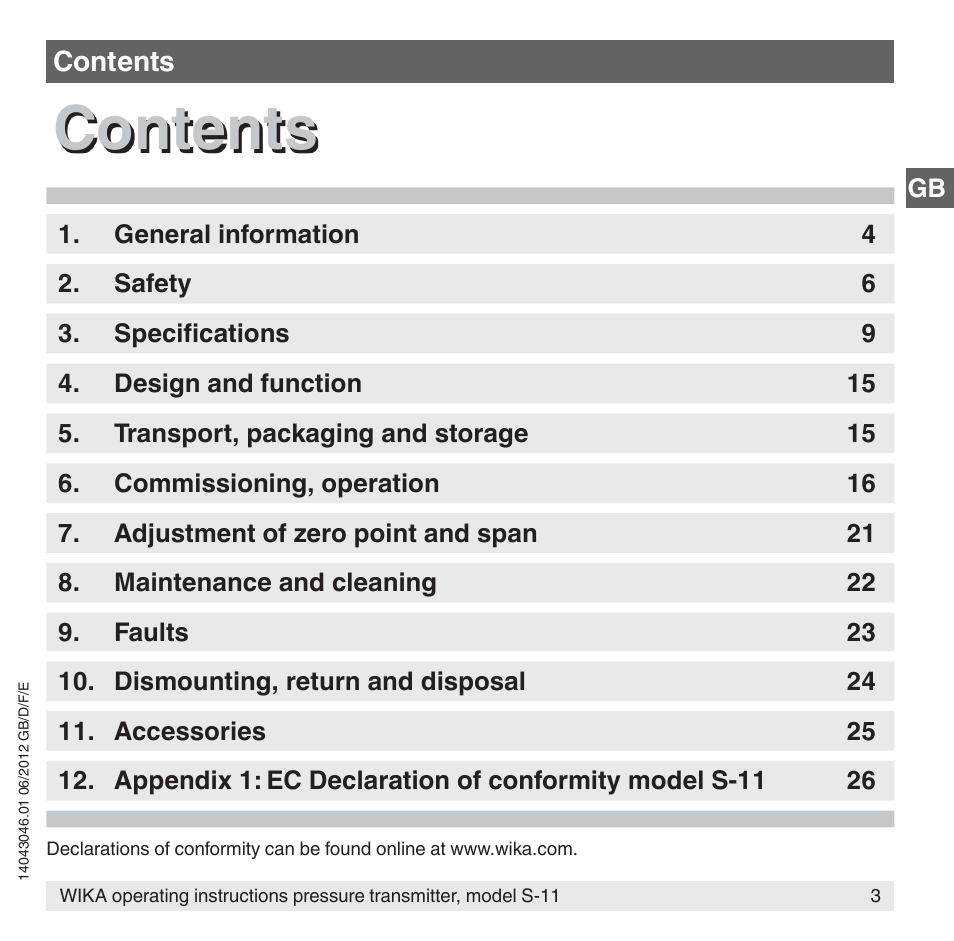 WIKA S-11 User Manual | Page 3 / 102