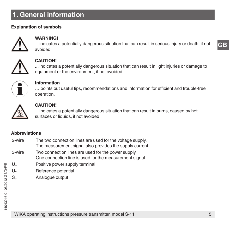 General information | WIKA S-11 User Manual | Page 5 / 102