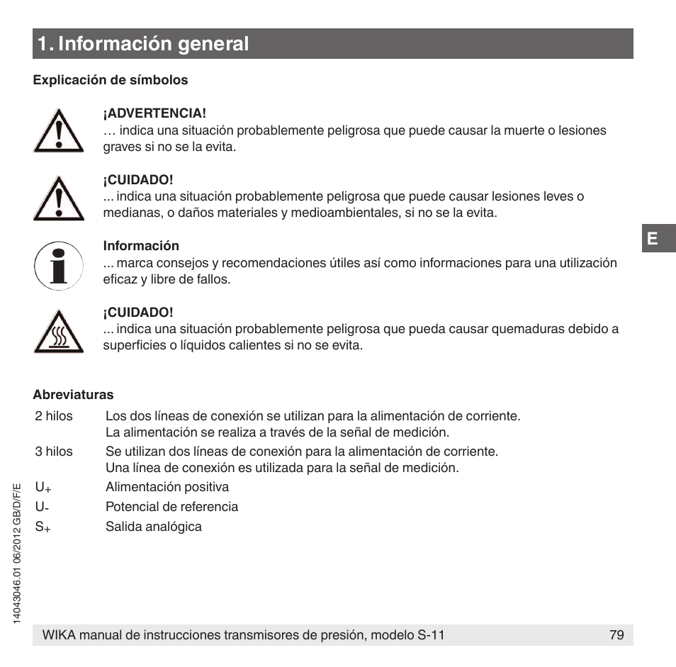 Información general | WIKA S-11 User Manual | Page 79 / 102