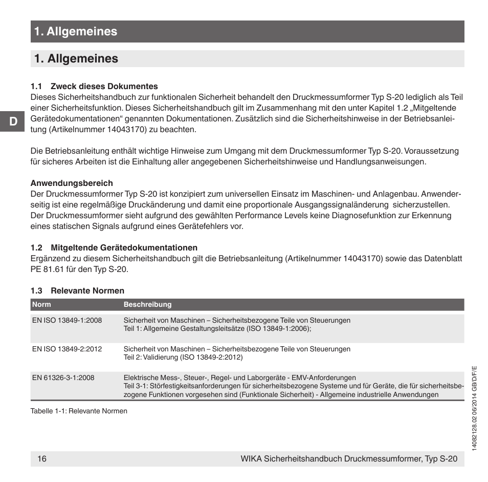 Allgemeines | WIKA S-20 User Manual | Page 16 / 52