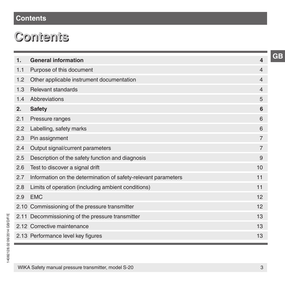 WIKA S-20 User Manual | Page 3 / 52