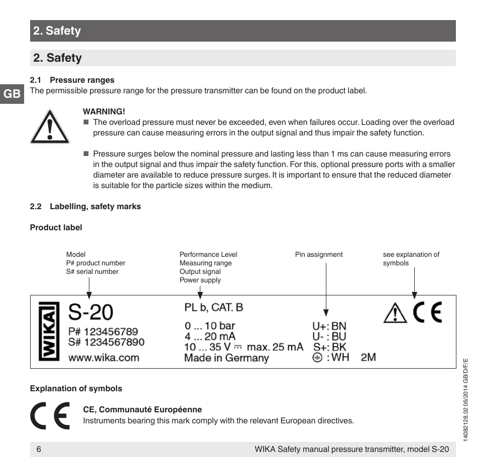 Safety | WIKA S-20 User Manual | Page 6 / 52