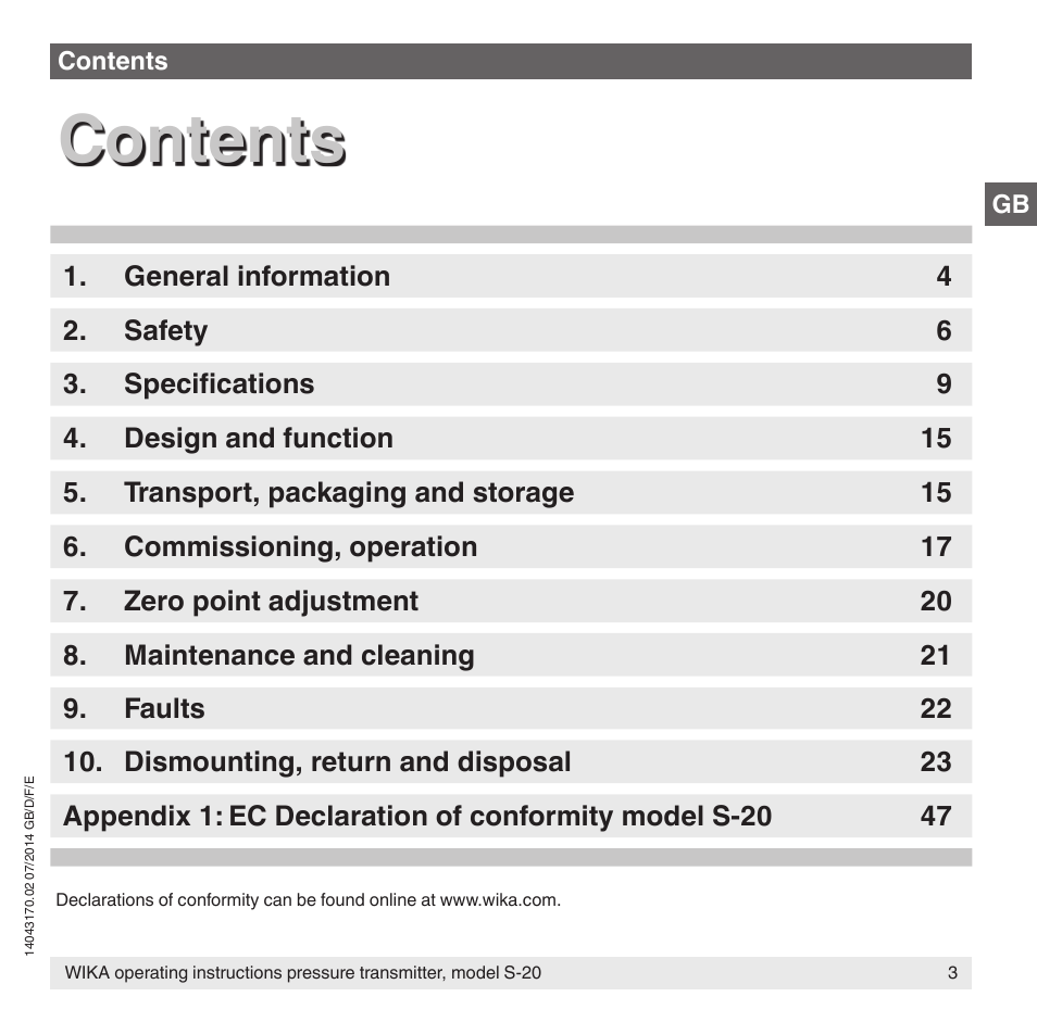 WIKA S-20 User Manual | Page 3 / 96