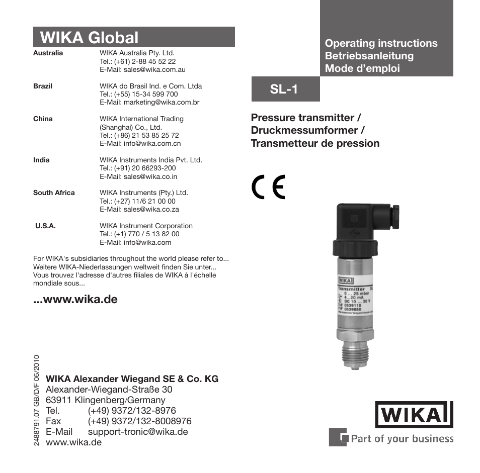 WIKA SL-1 User Manual | 21 pages