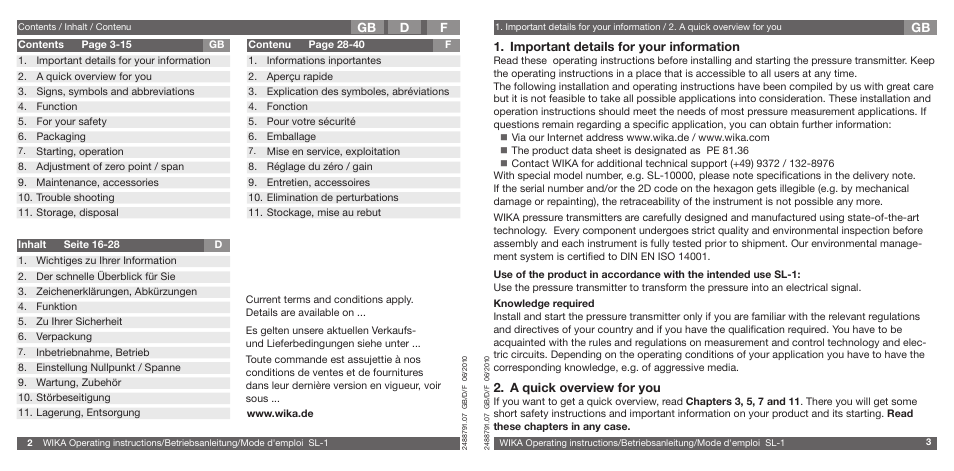 WIKA SL-1 User Manual | Page 2 / 21