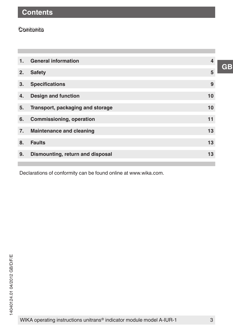 WIKA UT-11 User Manual | Page 3 / 52