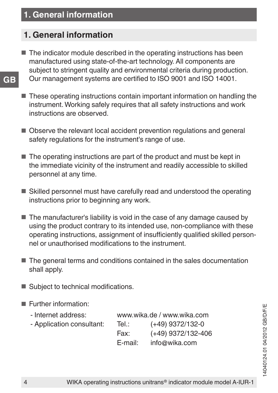 General information | WIKA UT-11 User Manual | Page 4 / 52