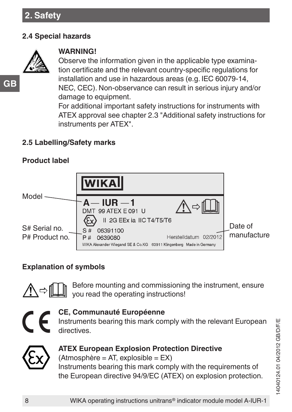 Safety | WIKA UT-11 User Manual | Page 8 / 52