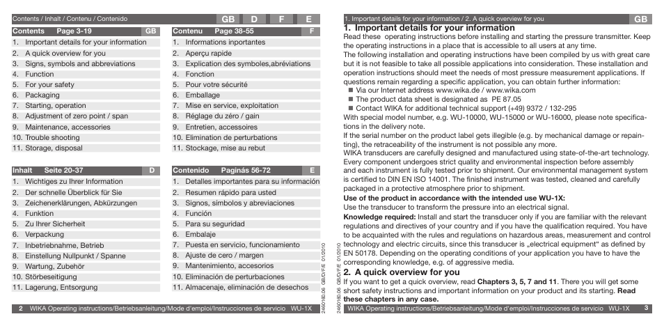 WIKA WU-16 User Manual | Page 2 / 37