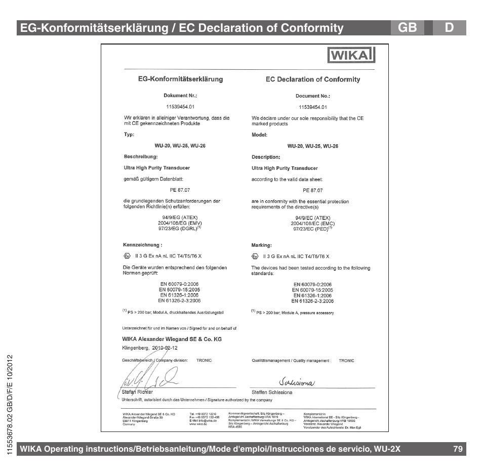 Gb d | WIKA WU-26 User Manual | Page 79 / 84
