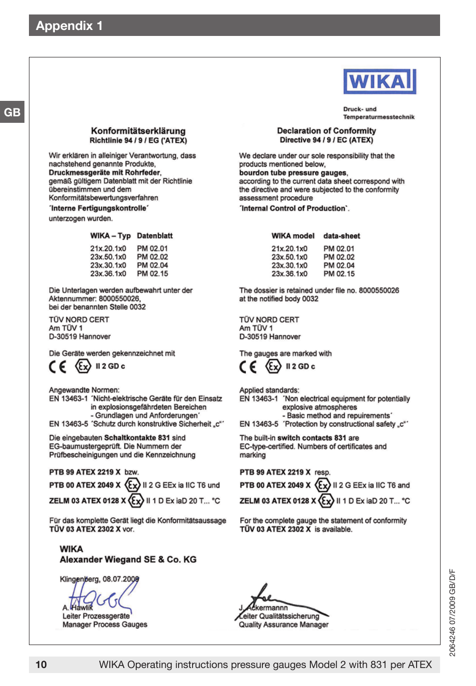 Appendix 1 | WIKA 232.36 User Manual | Page 10 / 52