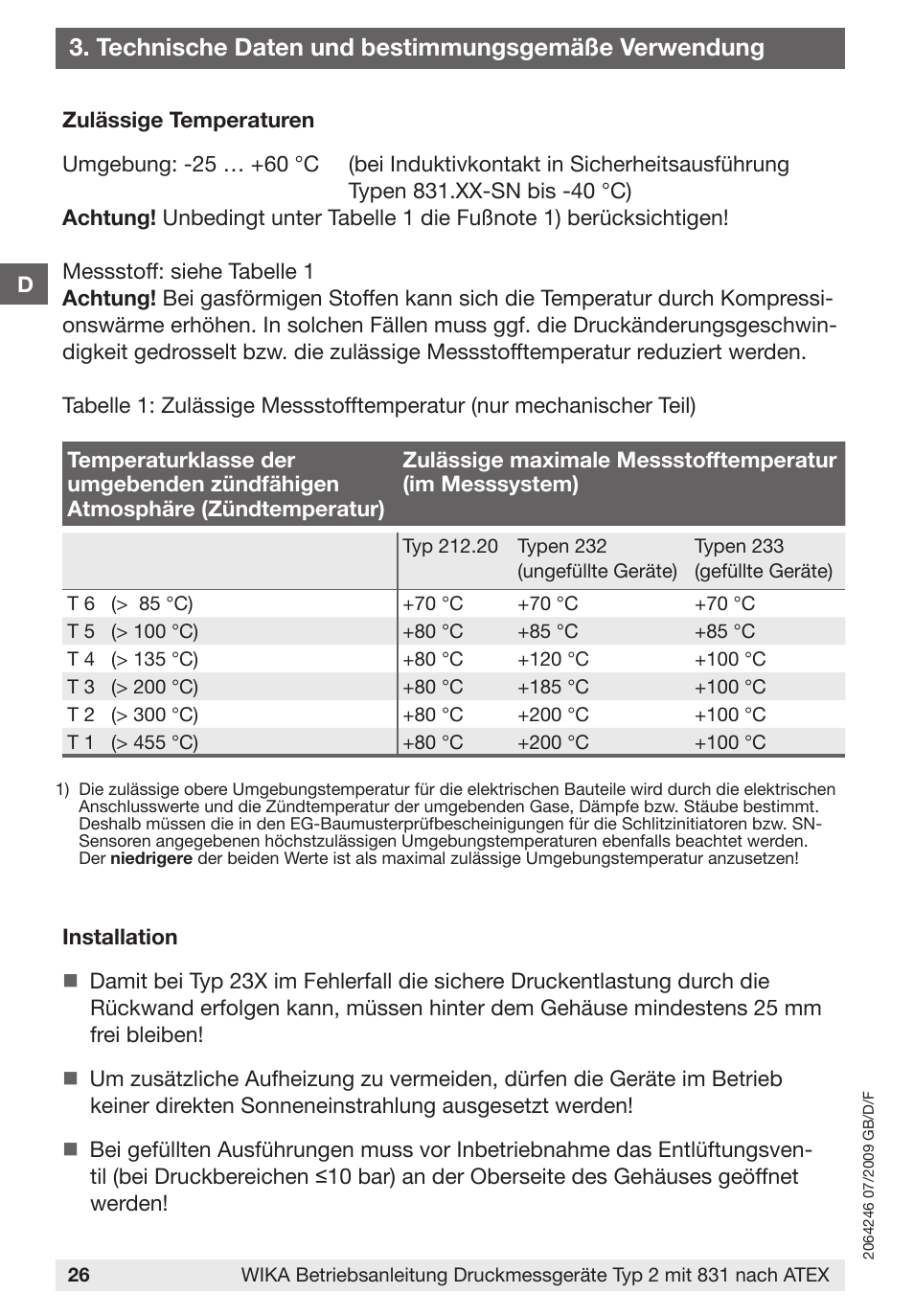 Technische daten und bestimmungsgemäße verwendung | WIKA 232.36 User Manual | Page 26 / 52