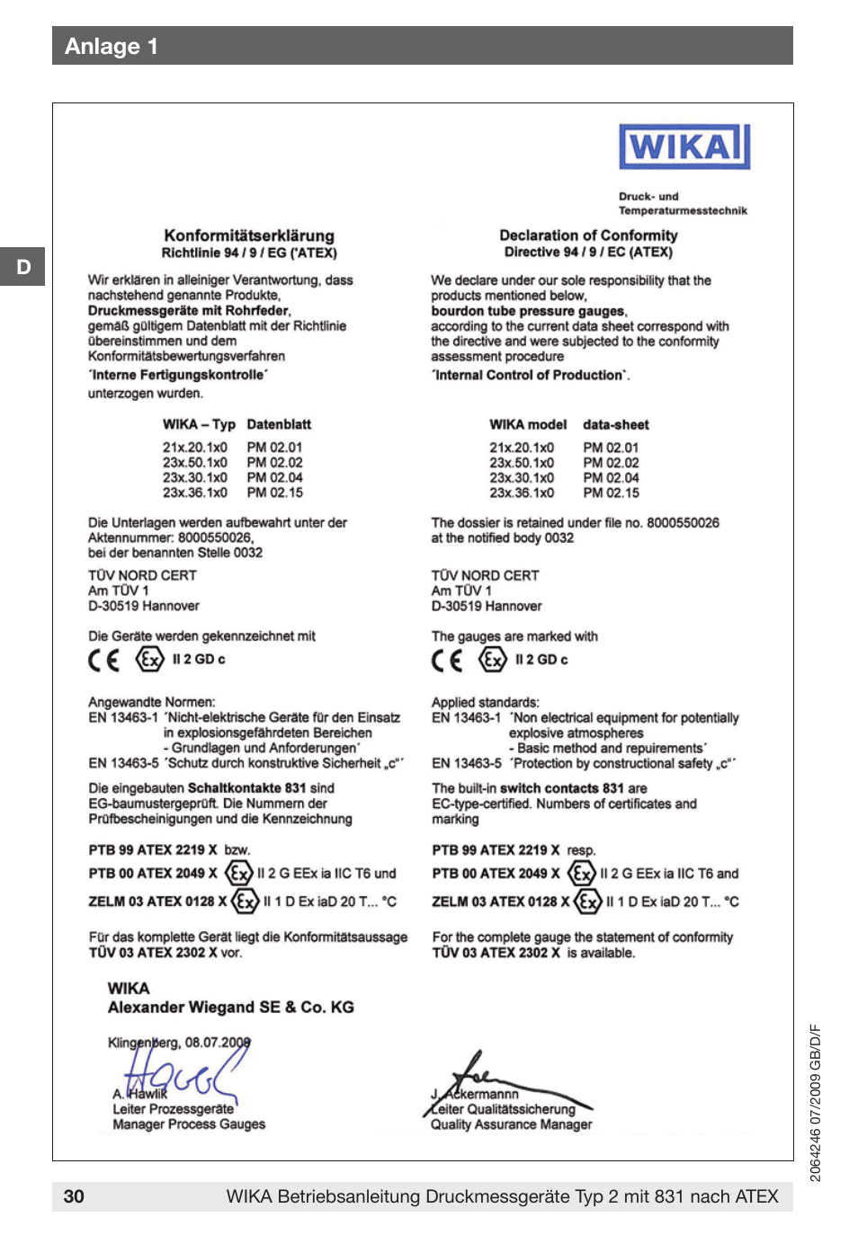 Anlage 1 | WIKA 232.36 User Manual | Page 30 / 52