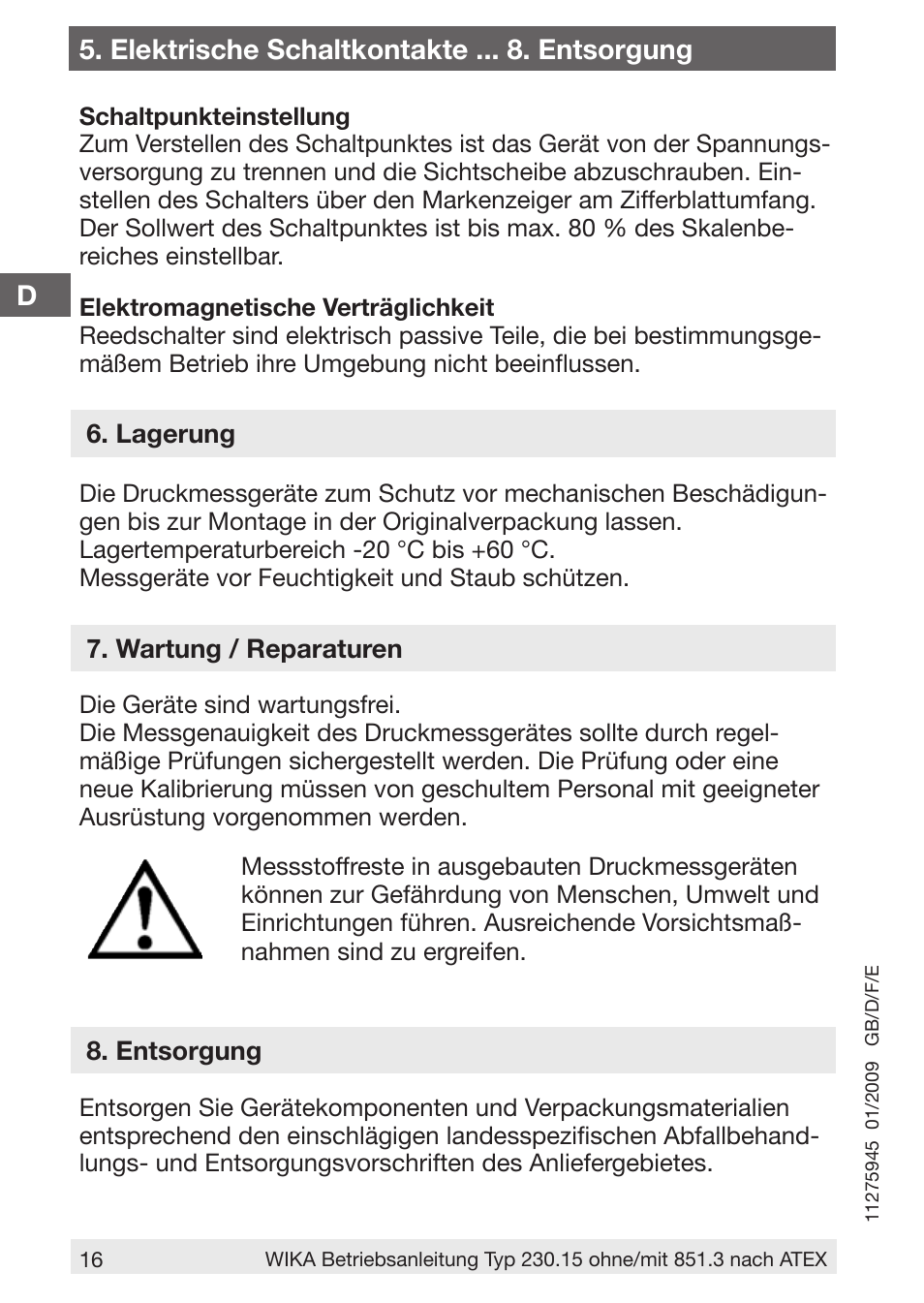 WIKA 230.15-851 User Manual | Page 16 / 32