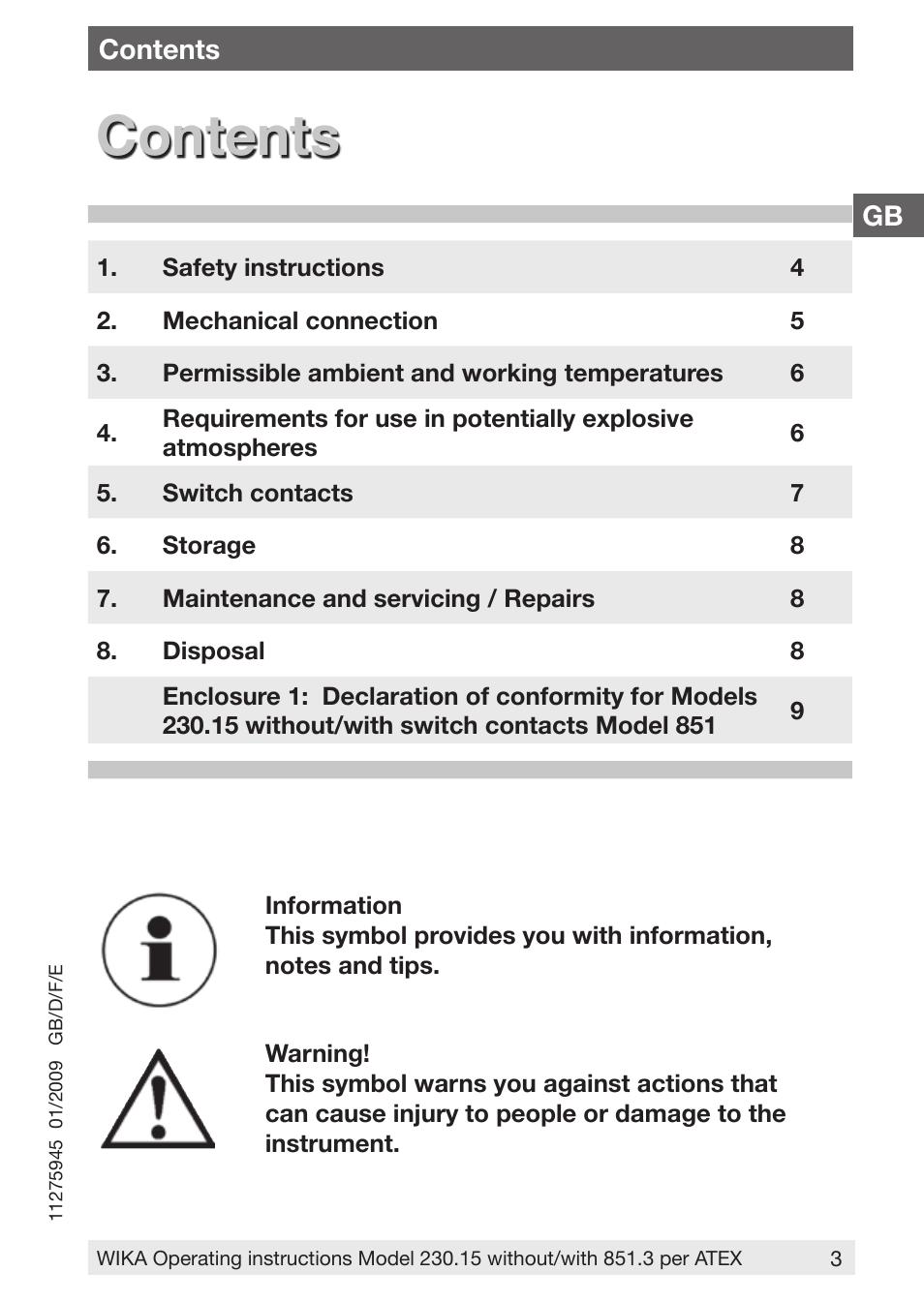 WIKA 230.15-851 User Manual | Page 3 / 32