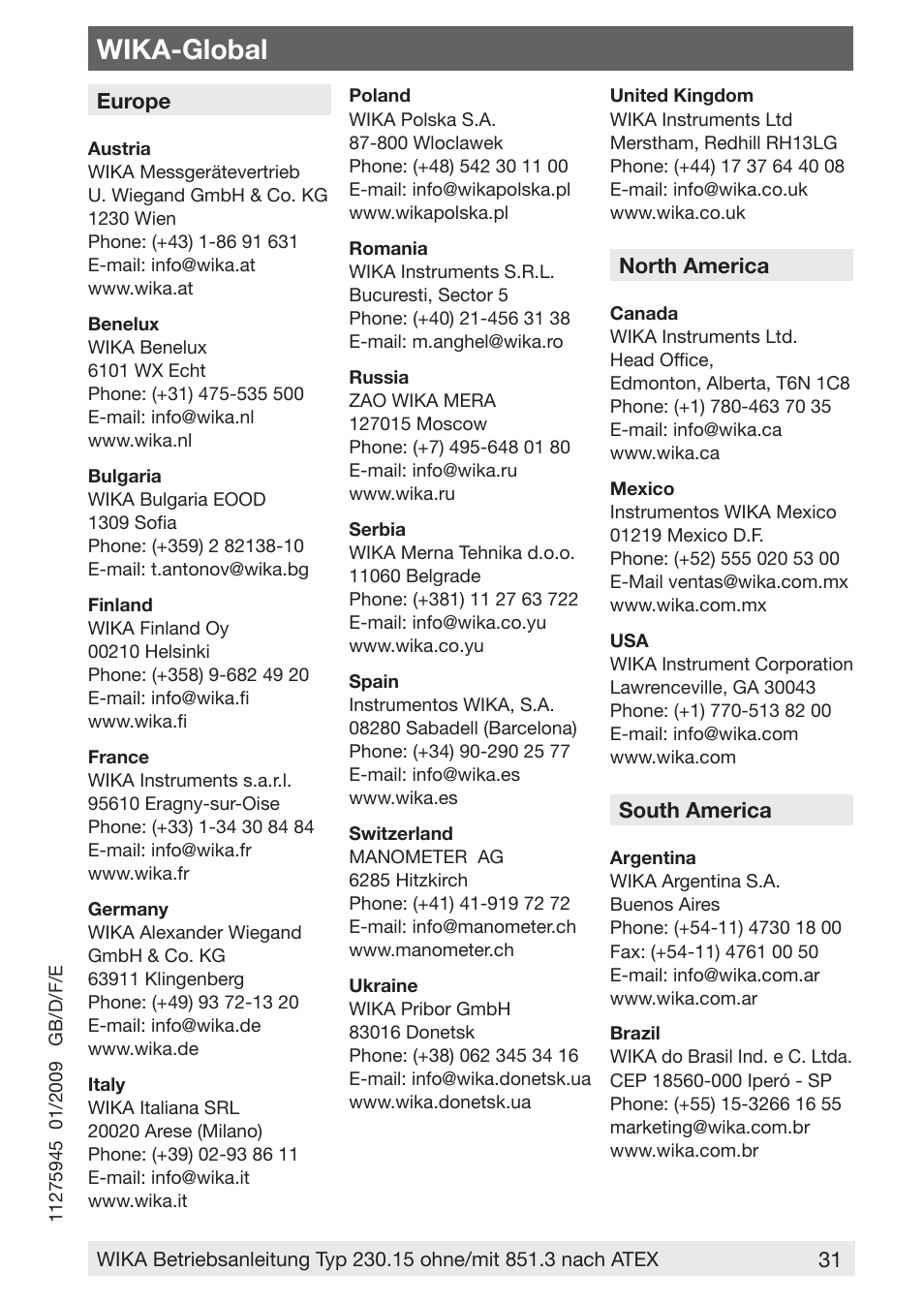 Wika-global | WIKA 230.15-851 User Manual | Page 31 / 32