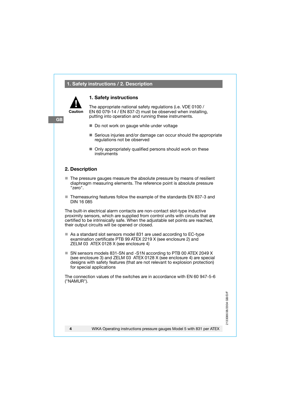 WIKA 532.53+8xx User Manual | Page 4 / 52