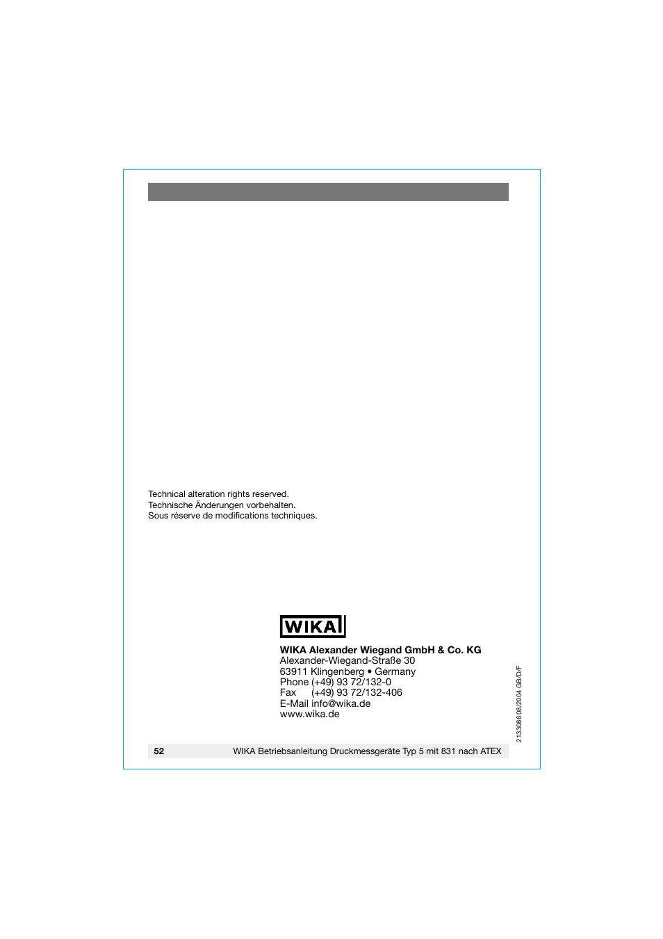 WIKA 532.53+8xx User Manual | Page 52 / 52