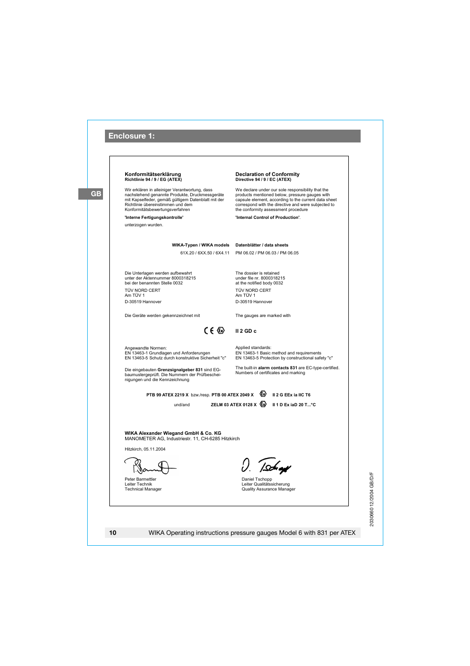 Enclosure 1 | WIKA 630.20 User Manual | Page 10 / 52