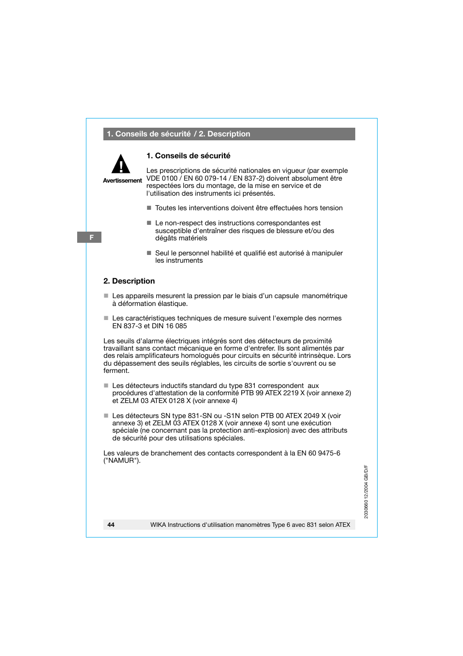 WIKA 630.20 User Manual | Page 44 / 52