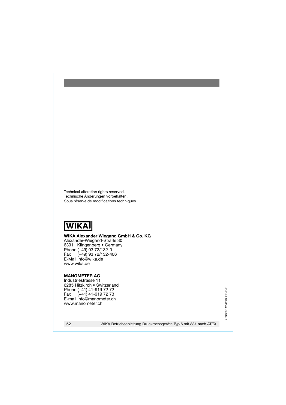 WIKA 630.20 User Manual | Page 52 / 52