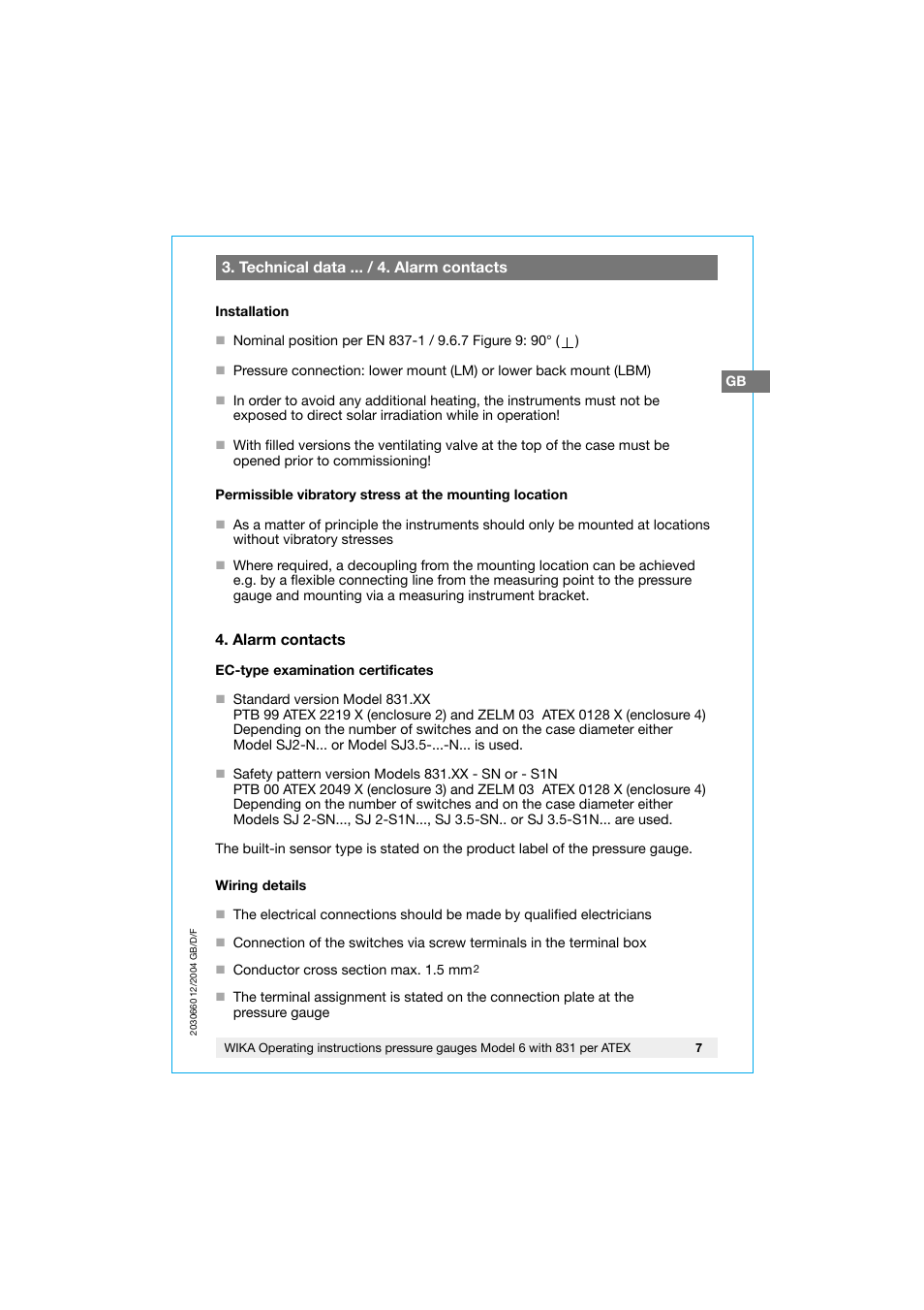 WIKA 630.20 User Manual | Page 7 / 52