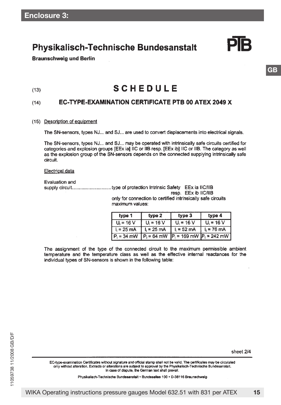 Enclosure 3 | WIKA 632.51+8xx User Manual | Page 15 / 52