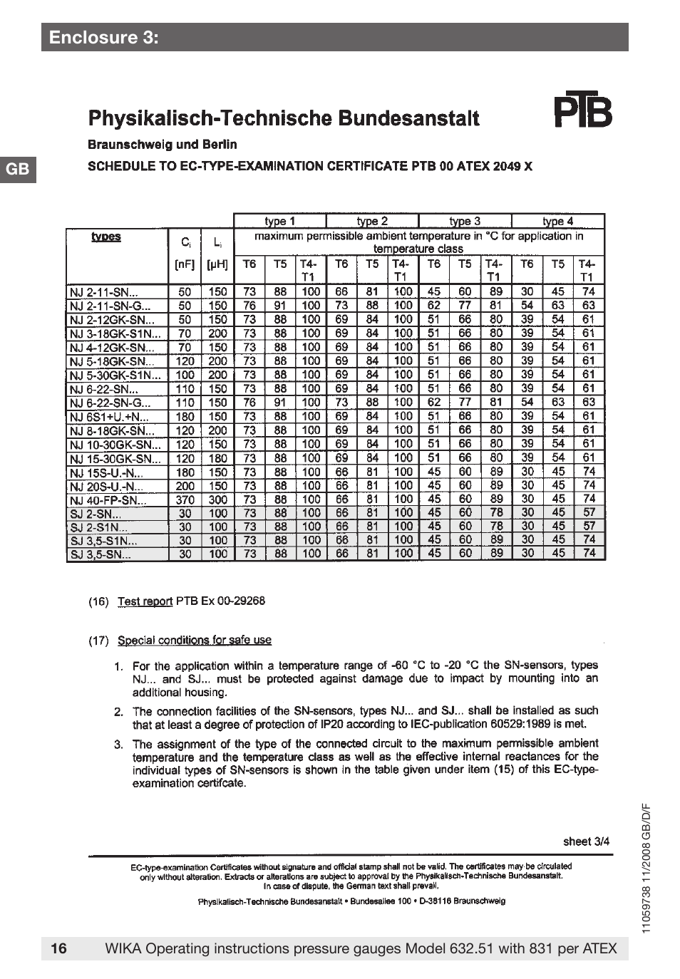 Enclosure 3 | WIKA 632.51+8xx User Manual | Page 16 / 52