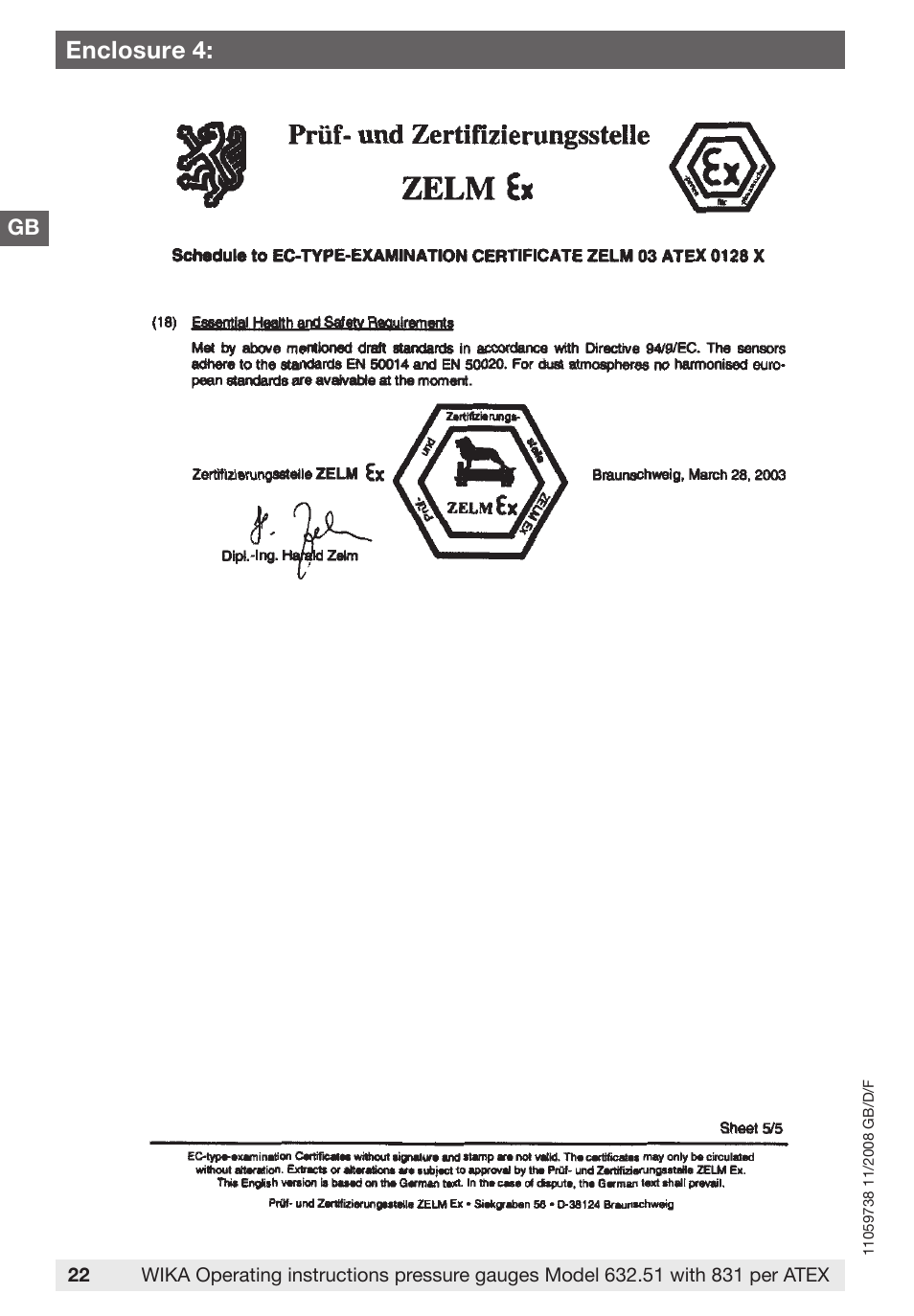 Enclosure 4 | WIKA 632.51+8xx User Manual | Page 22 / 52