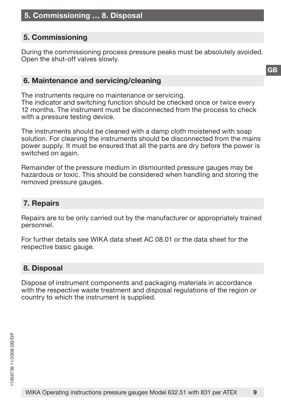 WIKA 632.51+8xx User Manual | Page 9 / 52