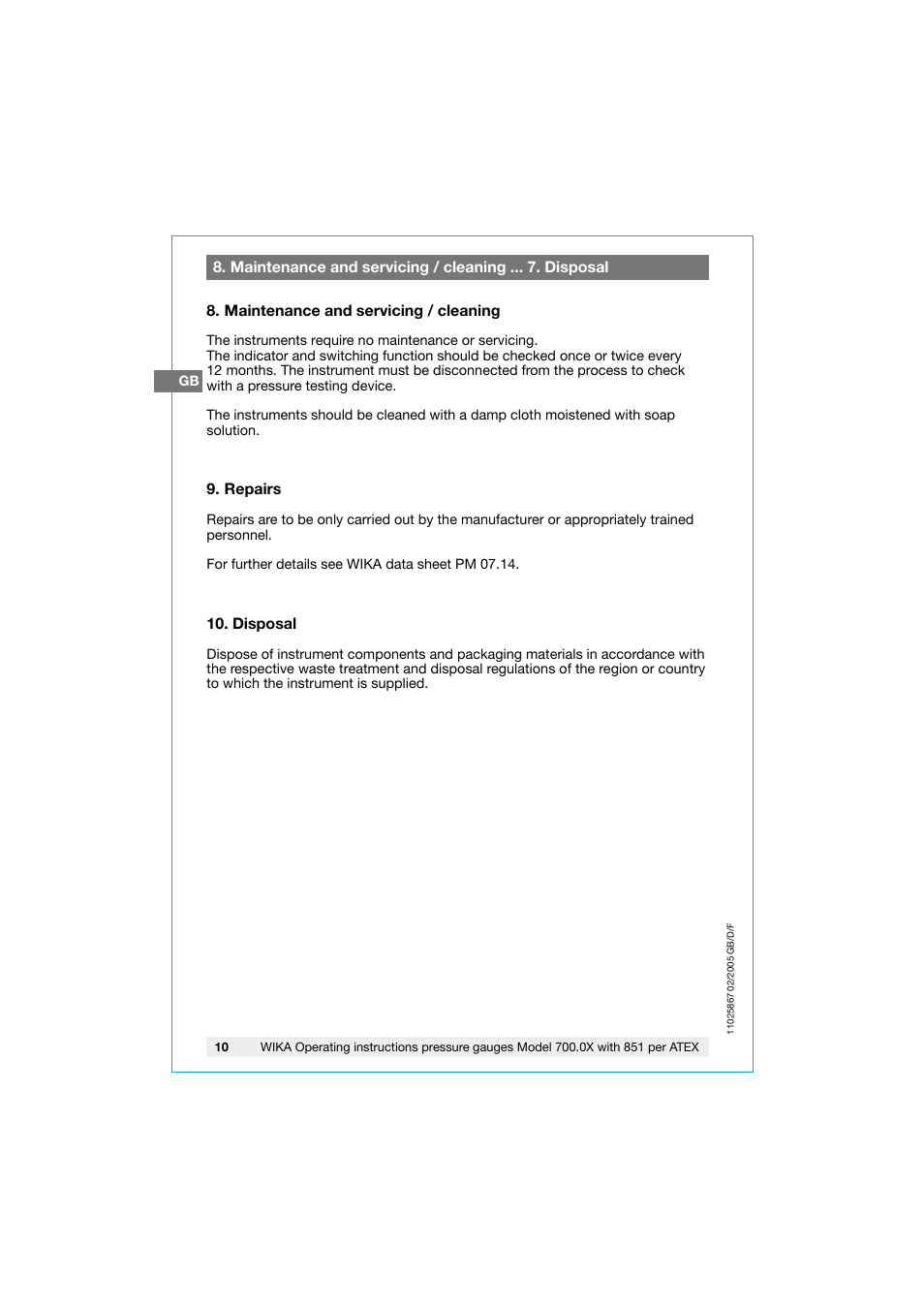 WIKA 700.02 User Manual | Page 10 / 32