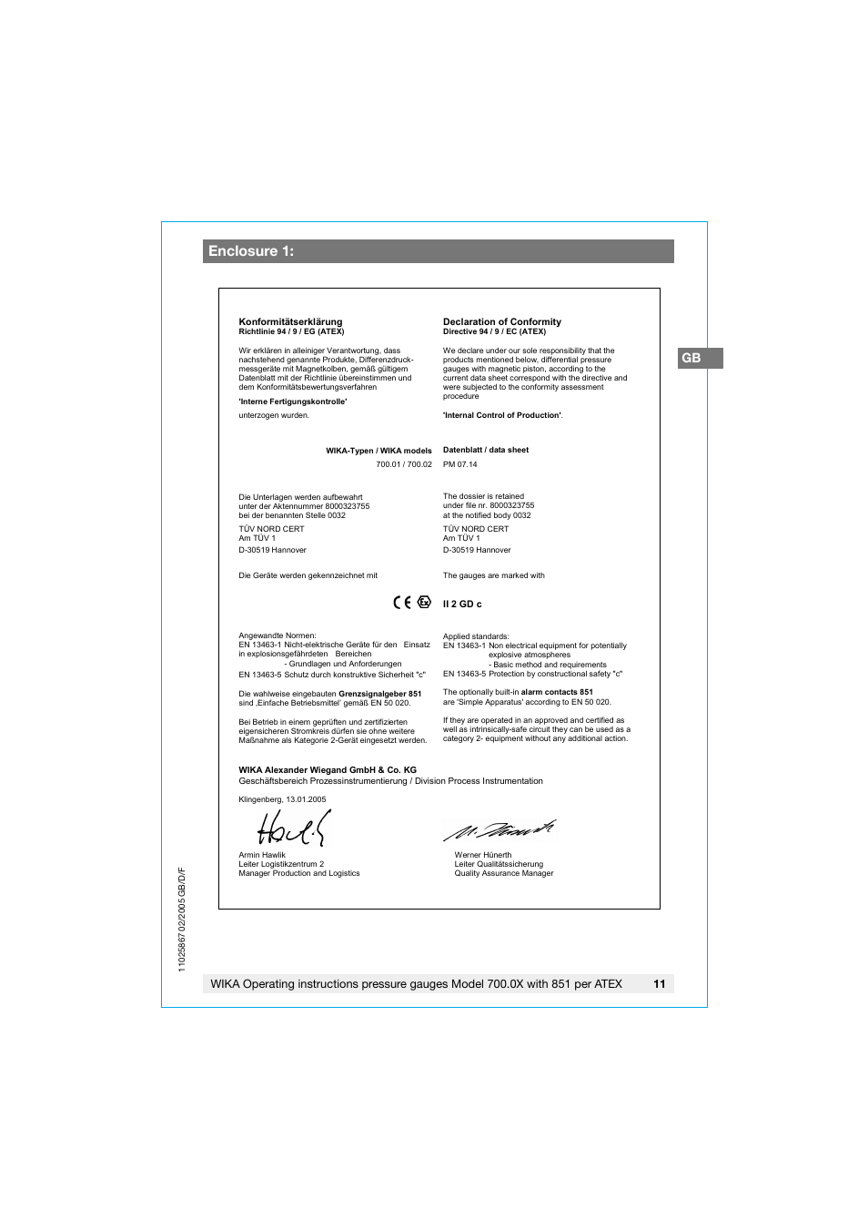 Enclosure 1 | WIKA 700.02 User Manual | Page 11 / 32