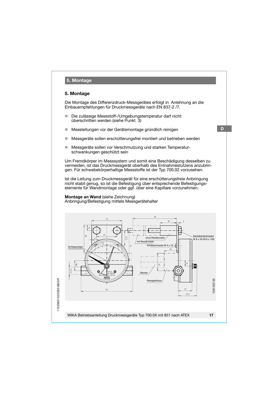 Montage | WIKA 700.02 User Manual | Page 17 / 32