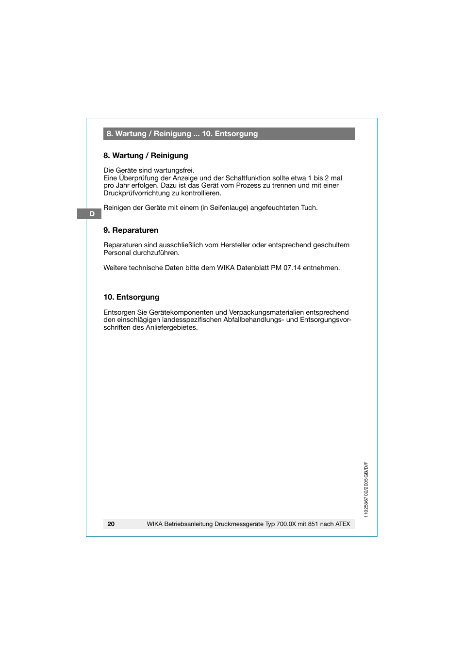 WIKA 700.02 User Manual | Page 20 / 32