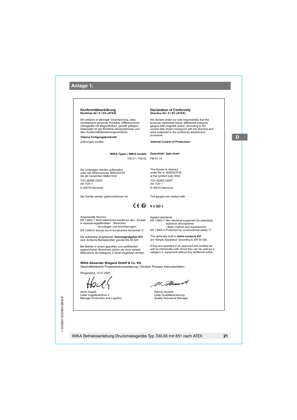 Anlage 1 | WIKA 700.02 User Manual | Page 21 / 32