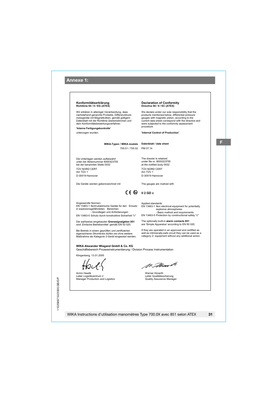 Annexe 1 | WIKA 700.02 User Manual | Page 31 / 32