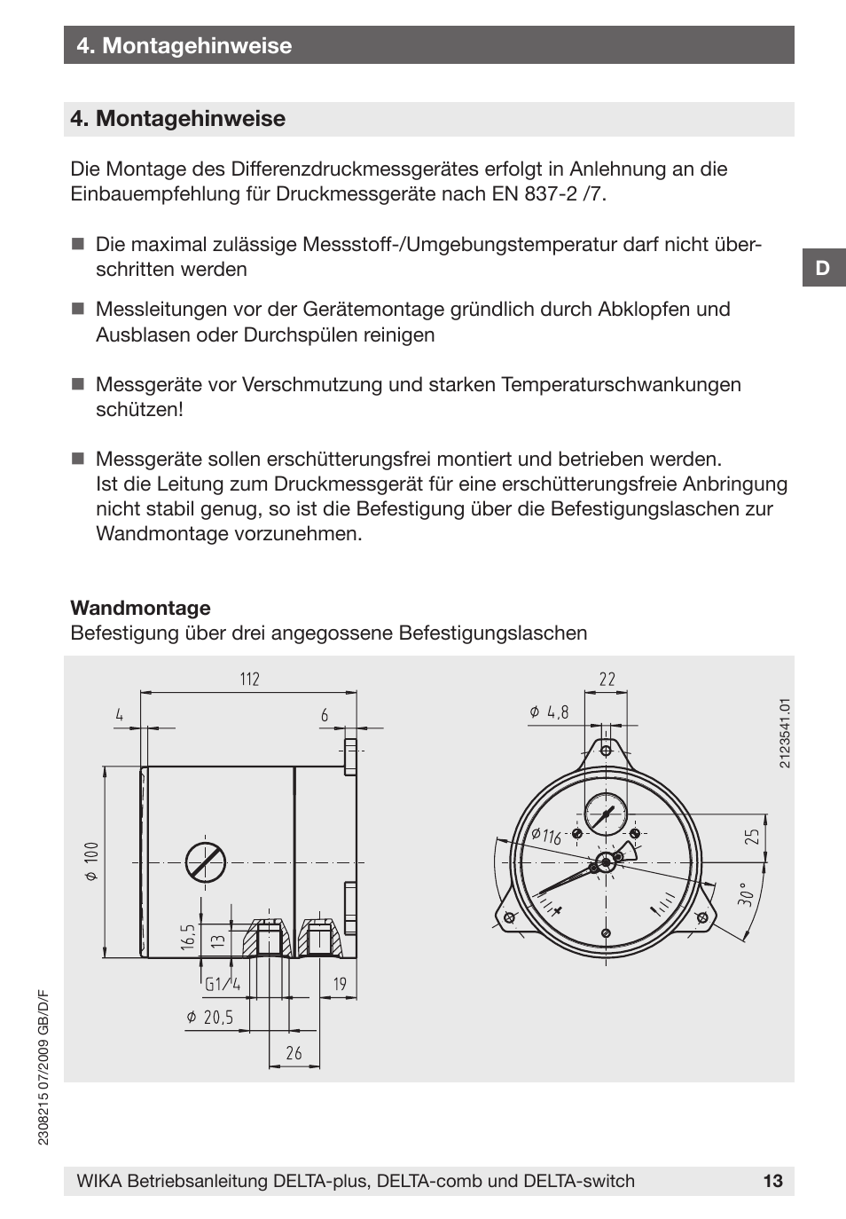 Montagehinweise | WIKA 851.02.100 User Manual | Page 13 / 28