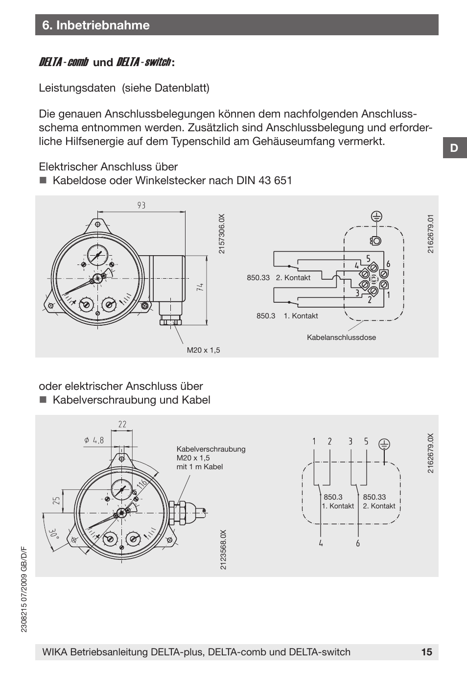 Inbetriebnahme | WIKA 851.02.100 User Manual | Page 15 / 28