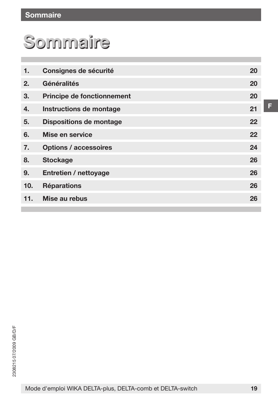 Sommaire | WIKA 851.02.100 User Manual | Page 19 / 28