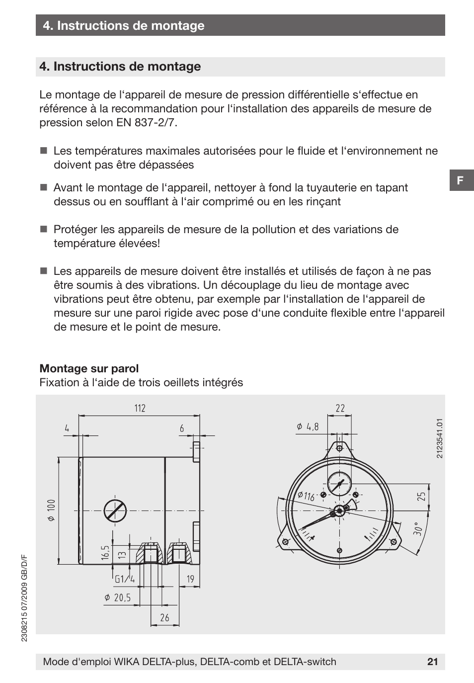 Instructions de montage | WIKA 851.02.100 User Manual | Page 21 / 28