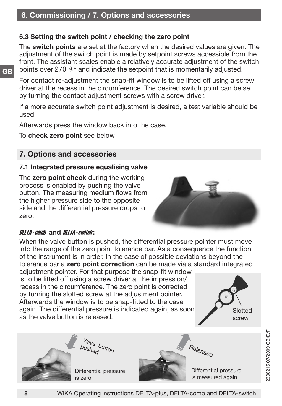 Options and accessories, Commissioning / 7. options and accessories | WIKA 851.02.100 User Manual | Page 8 / 28