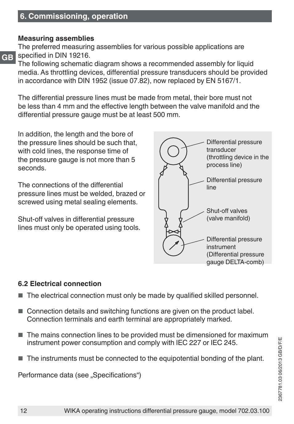 Commissioning, operation | WIKA 702.03.100 User Manual | Page 12 / 72