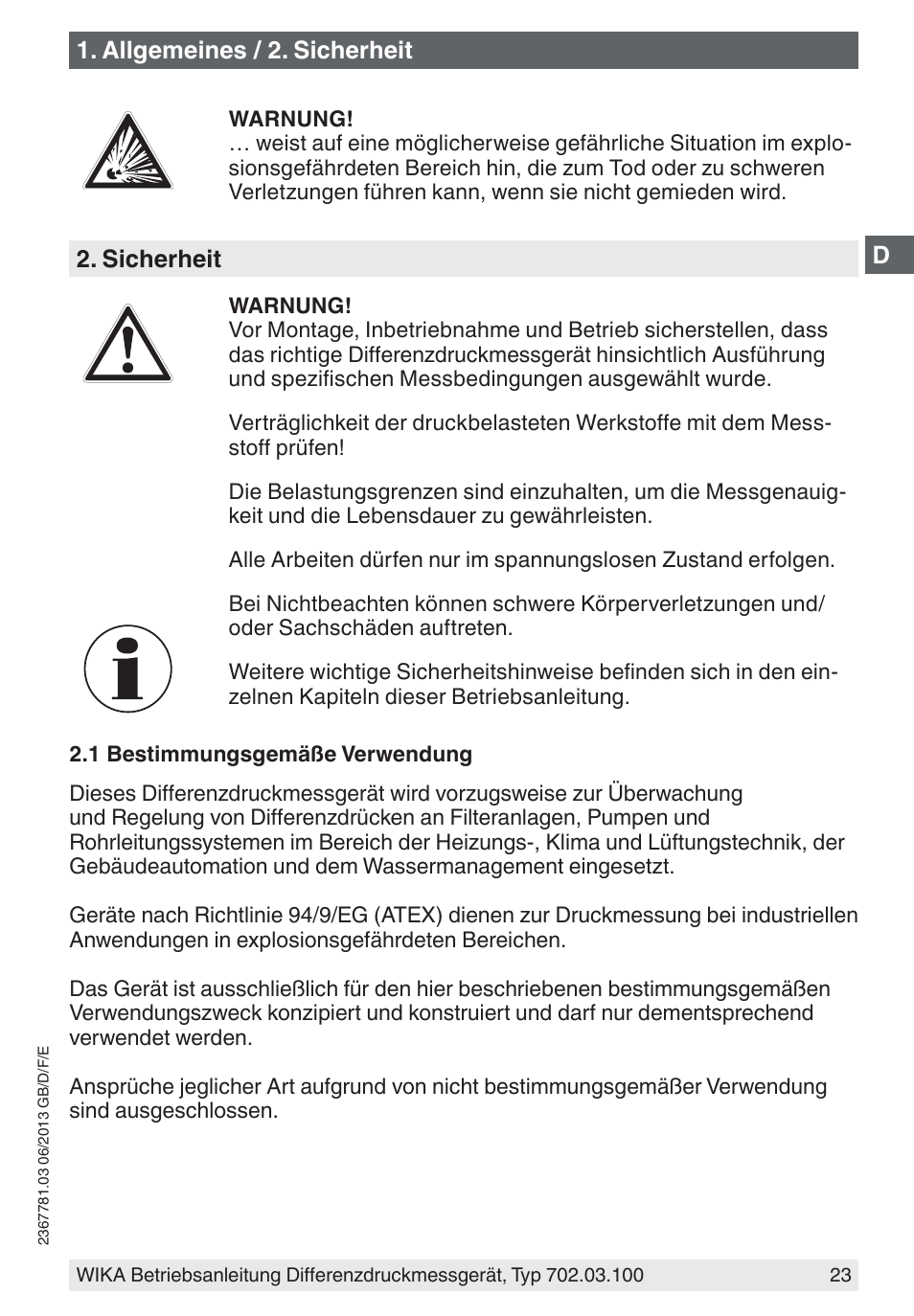 WIKA 702.03.100 User Manual | Page 23 / 72