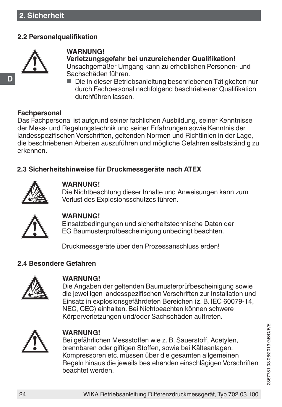 WIKA 702.03.100 User Manual | Page 24 / 72