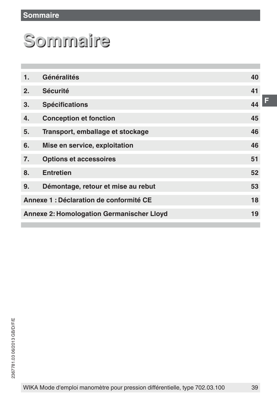 Sommaire | WIKA 702.03.100 User Manual | Page 39 / 72