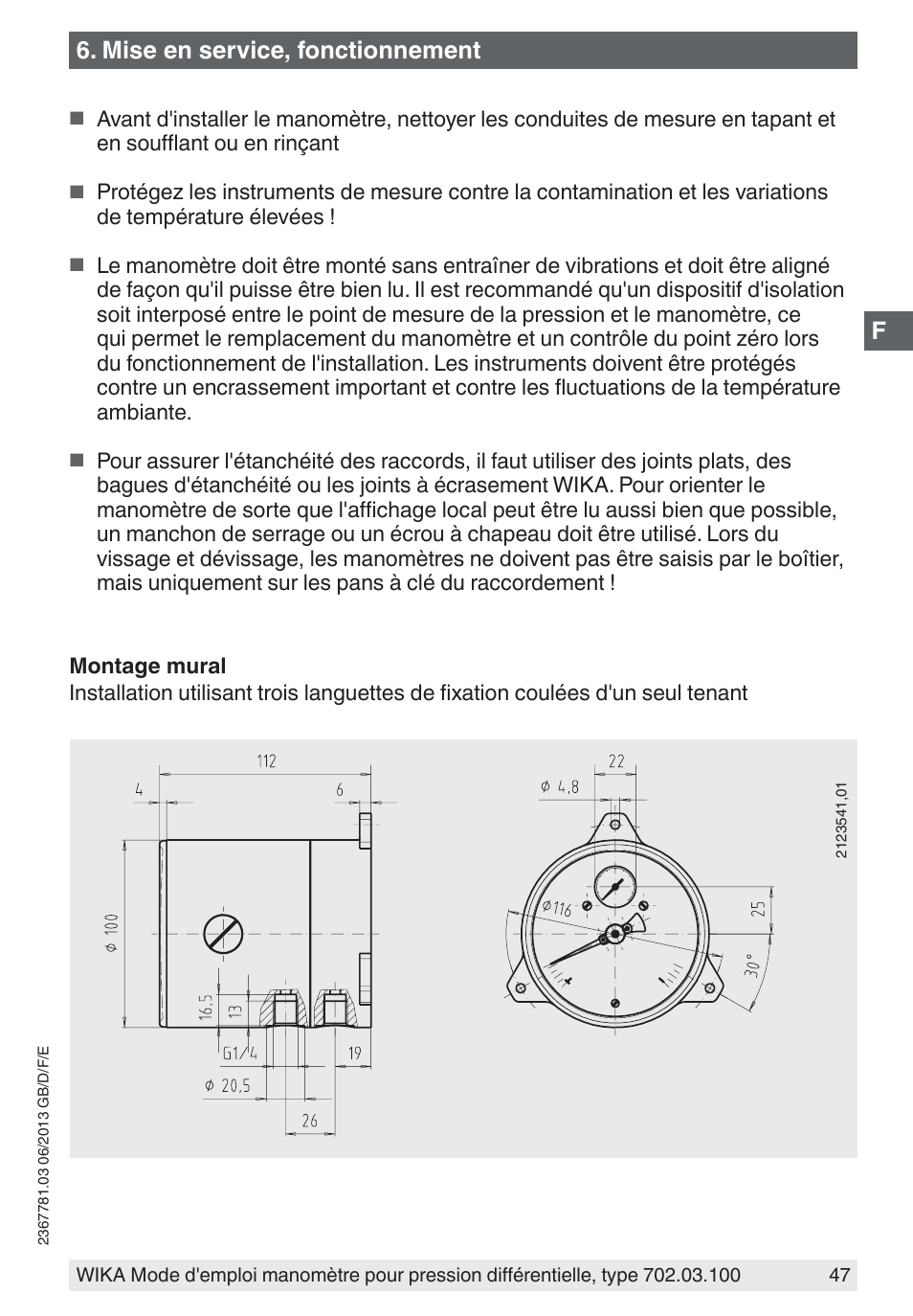 Mise en service, fonctionnement | WIKA 702.03.100 User Manual | Page 47 / 72